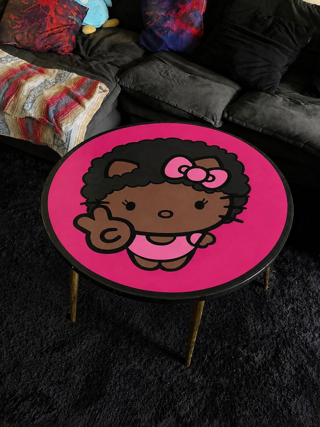 Afro Hello Kitty (32 inch Round Table)