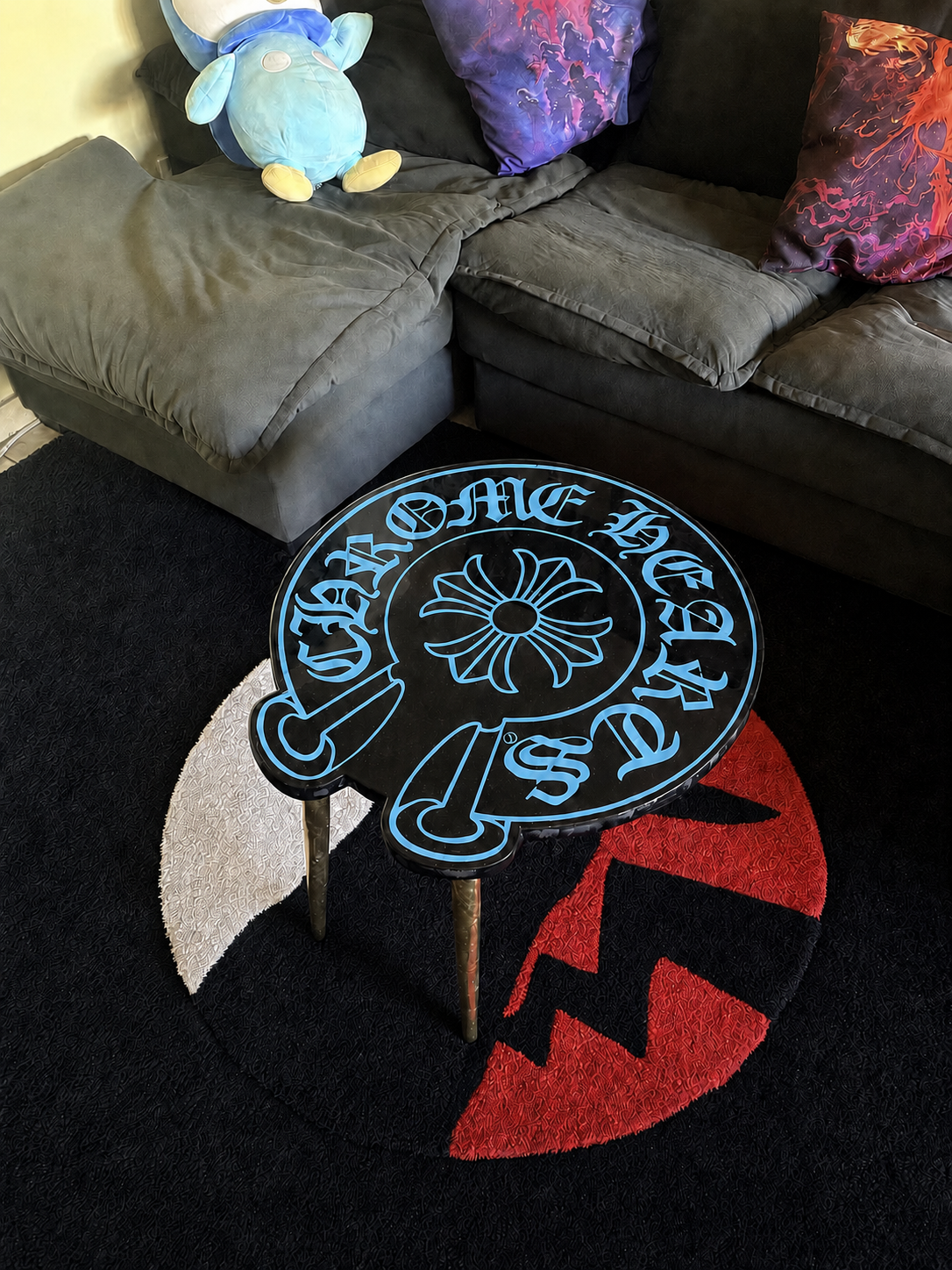 Blue Chrome Heart Table/Wall Piece